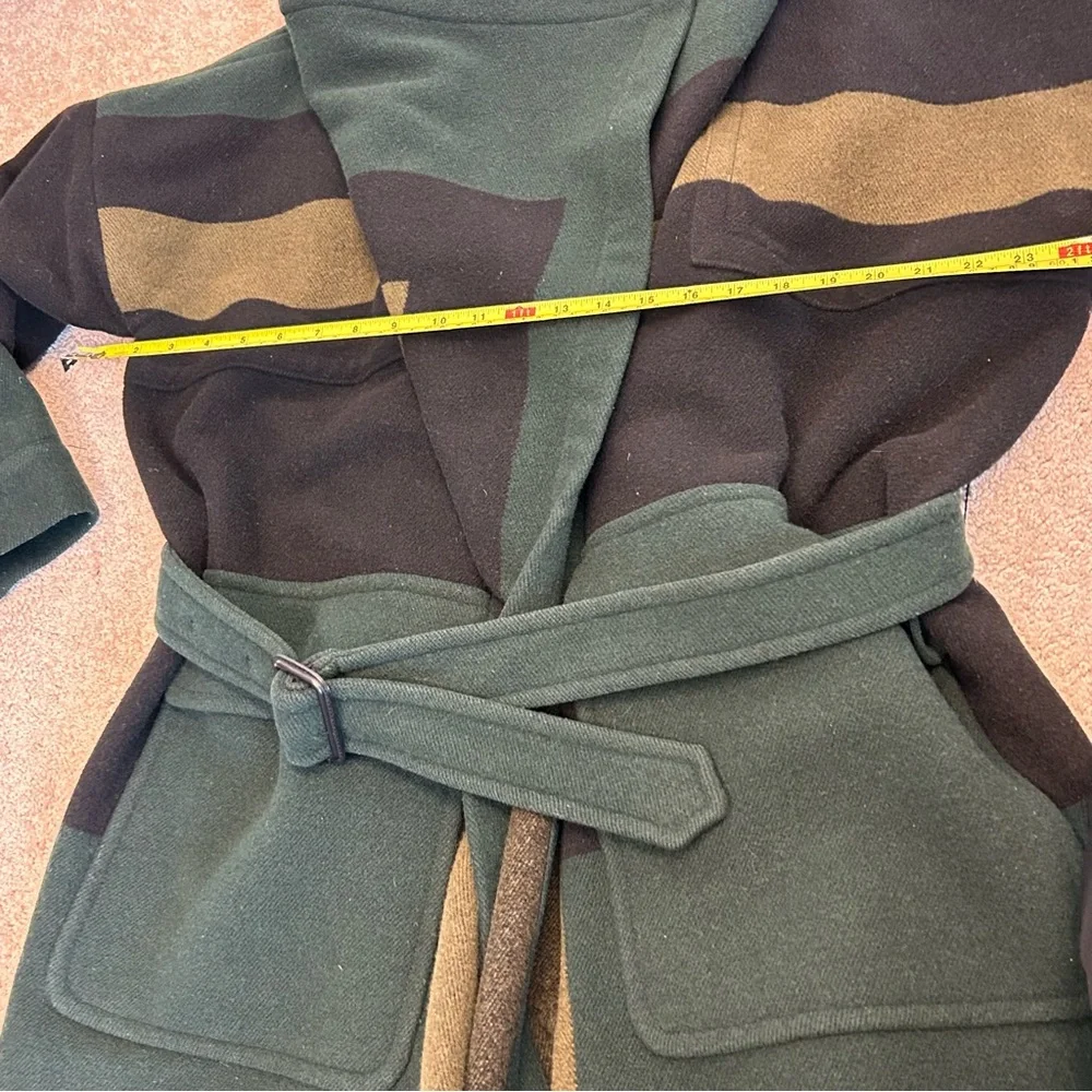 Burberry Brit Green Cherbrooke wool-blend blanket coat belted Sz S RARE! - Picture 9 of 13